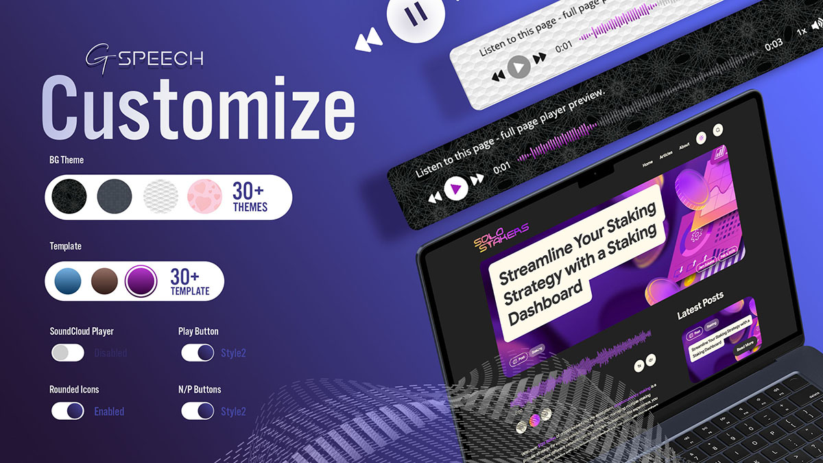GSpeech customizable website audio player
