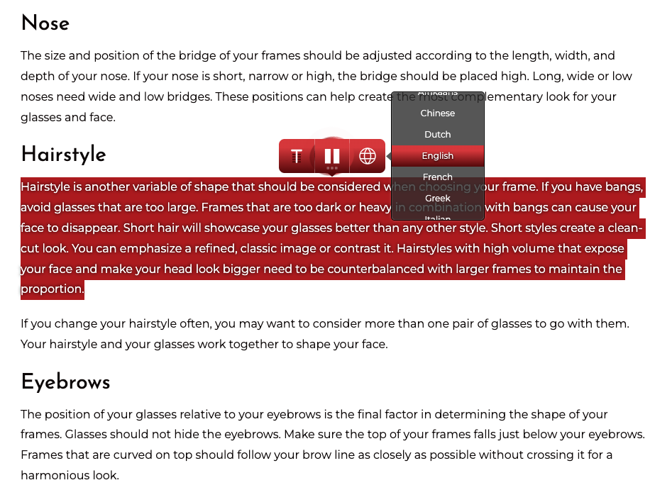 GSpeech Read Highlighted Text Player View 3 red template
